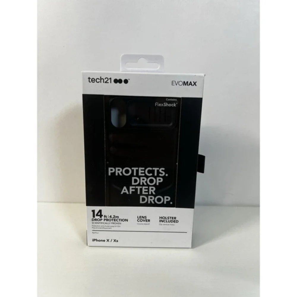 Tech21‎ Evo Max iPhone X/XS Case w Holster Lens Cover NEW Black